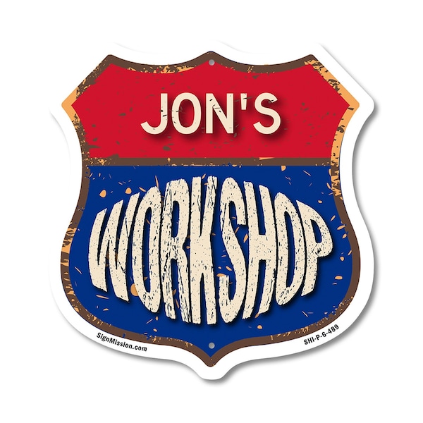 Signmission Jon's Workshop, 6 Inch X 6 Inch, Plastic Sign SHI-P-6-489-JON - main
