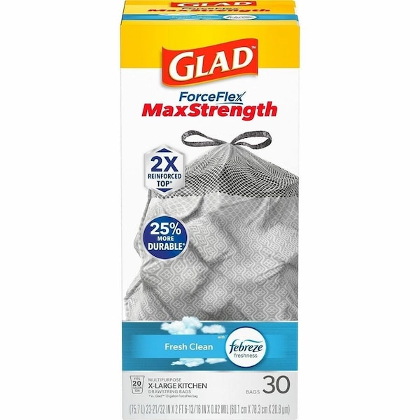 Glad 20 gal Trash Bags, L, White, 30 PK CLO78913 - main