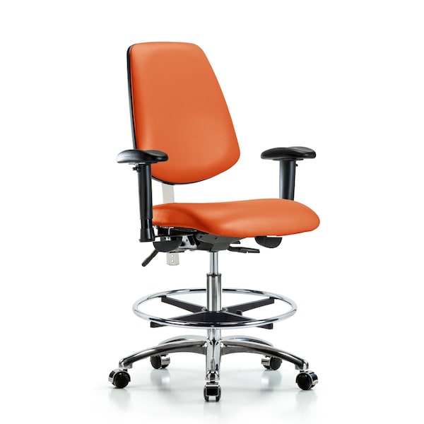 Blue Ridge Ergonomics Clean Room Chair Vin Med Ben Chair, Med, Bk, Orange, CL100, Adjustable Arms, 22" to 29" Height, Vinyl BR-NCR-VMBCH-MB-CR-T0-A1-CF-CC-8613 - main