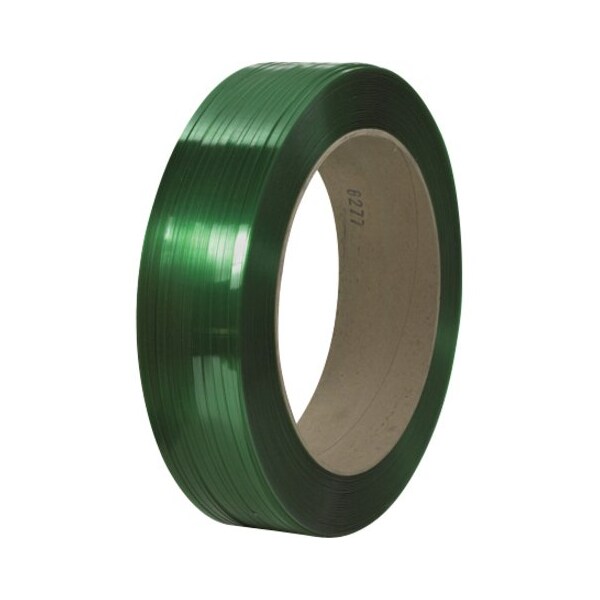 Partners Brand Signode Comparable Polyester Strapping, Smooth, 16" x 6" Core, 7/16" x 10500, Green, 1/Coil PS5930 - main