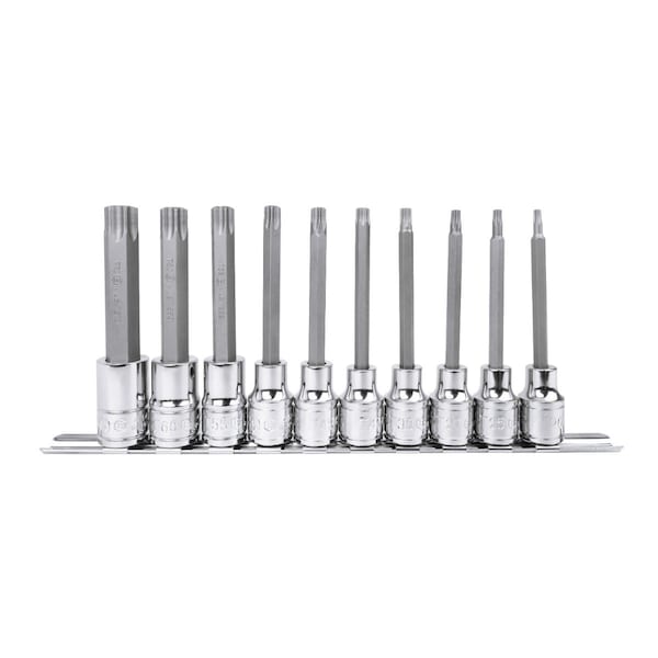 Genius Tools 10PC 1/2in Dr. Tamperproof Star Bit Socket Set (110mmL) BS-410TB - main