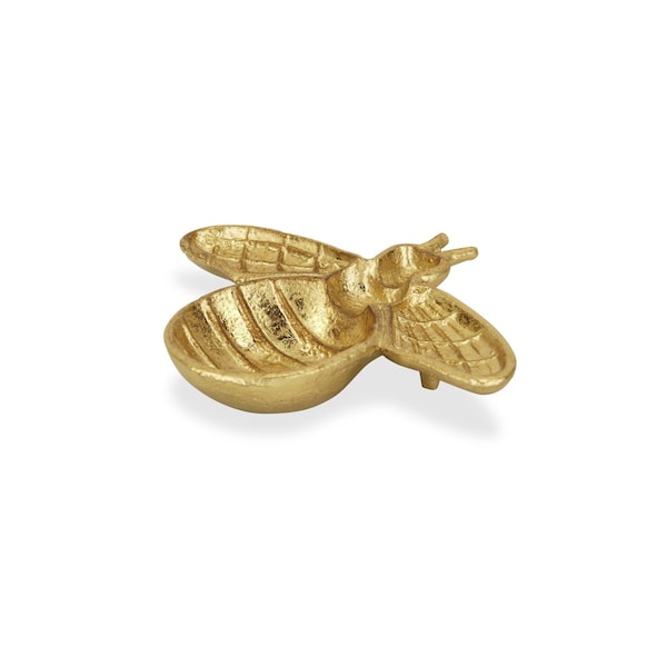 Homeroots 8in Gold Bumble Bee Cast Iron Vanity Tray 483169 - main