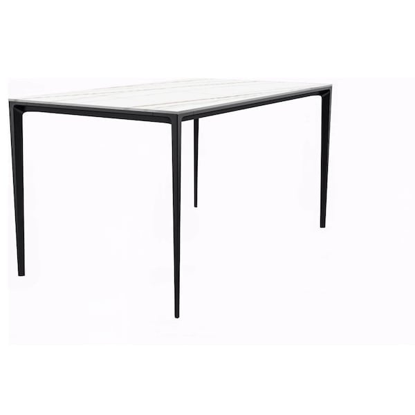 Leisuremod Rectangular 55.11 in W, 28.7 in L, Stone/Aluminum, White/Gold ATBL-55WG-S - main