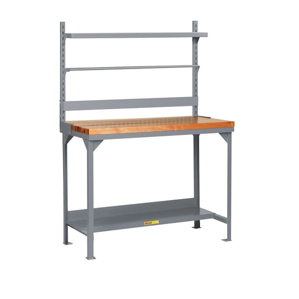 Little Giant Heavy-Duty Butcher Block Packaging Table with Bin Rail, Roll Goods Holder & Shelf WSJ2-3048-36-BR-RG-SHLF - main