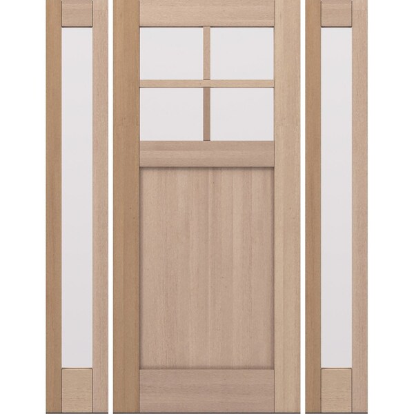 Doornmore CRF-P1G4, 65.25" x 82" ( 36" Door + 2x12" Side) Left Hand, Mahogany SDL 4 Lite Exterior Door CRF-P1G4-SW-3680-G101-SL_1-2_LI - main
