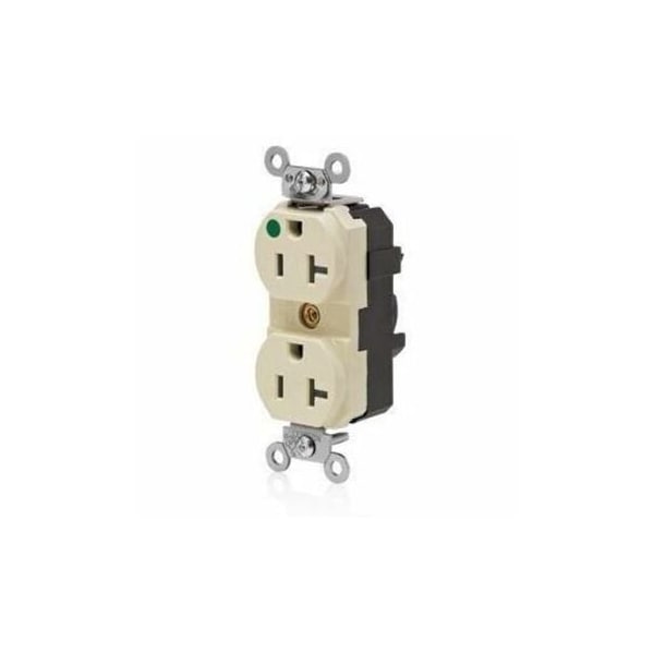 Leviton Straight Blade Receptacle, 5-20R, 20 A, 125V AC, 2 Pole, 3 Wire, Flush Mount, Single, Ivory M8300-ILI - main