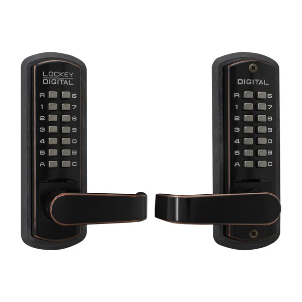 Lockey Mechanical Keyless Lever Lock with Passage Function and Double Combination Oil Rubbed Bronze Finish 3835OILDC - main