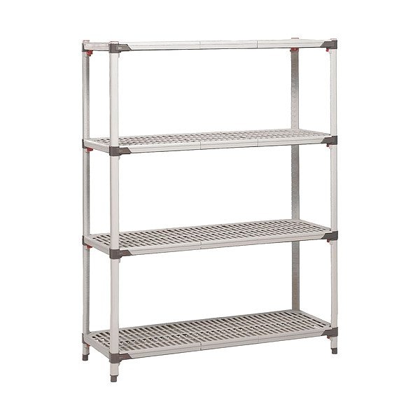 Metro Freestanding Plastic Shelving, Open Style, 24 in D, 72 in W, 62 in H, 4 Shelves, Blue/Taupe Q576G3 - main