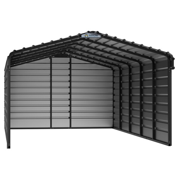 Arrow Storage Products 12 x 24 x 7 ft Charcoal Steel Carport with 3 Wall Kits CPHC122407ECL3 - main