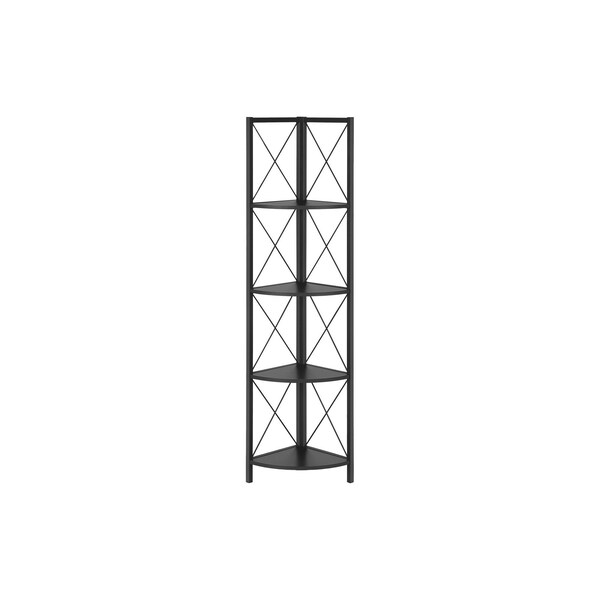 Homeroots 59" Black Metal Four Tier Corner Bookcase 489788 - main