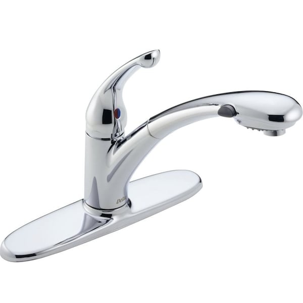 Delta DELTA Signature 470-PROMO-DST Kitchen Faucet, 1-Faucet Handle, 10 in H Spout, Ceramic, Chrome 470-PROMO-DST - main