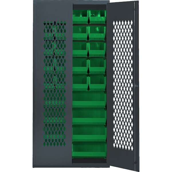 Quantum Storage Systems SPECIALTY CABINET W/28 GREEN BINS MESH-240250GN - main