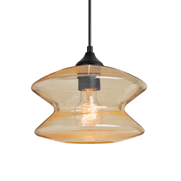 Besa Lighting Besa Zen Outdoor Pendant, Gold Bubble, Black Finish, 1x 8W LED Filament OP-ZENGD-EDIL-BK - main