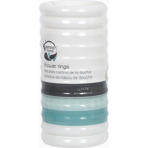 Zenith Zenna Home White Plastic Shower Curtain Ring, 12 Count SSR01WW - main