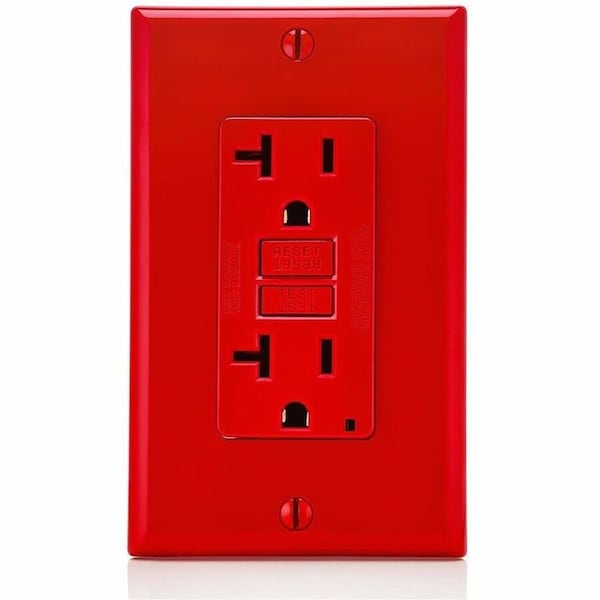 Leviton GFIRcptcl, 20A, 125VAC, Rd, Polycarbonate GFNT2-R - main