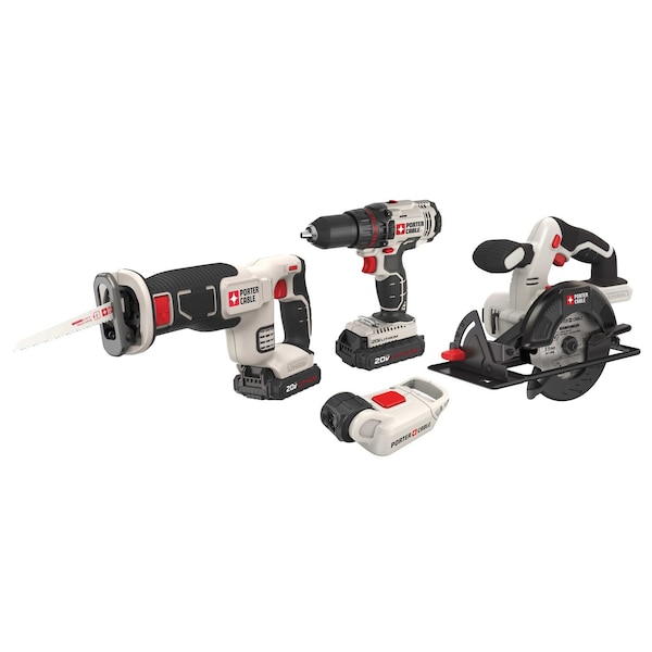 PORTER CABLE 20V MAX* Cordless 4-Tool Combo Kit (PCCK616L4) | Zoro