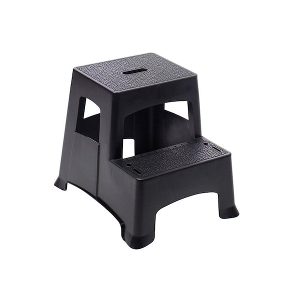 Tricam Step Stool 19.25in H X 15.75in W X 16in D 325 lb. capacity 2 step Plastic Black LLP-2 - main