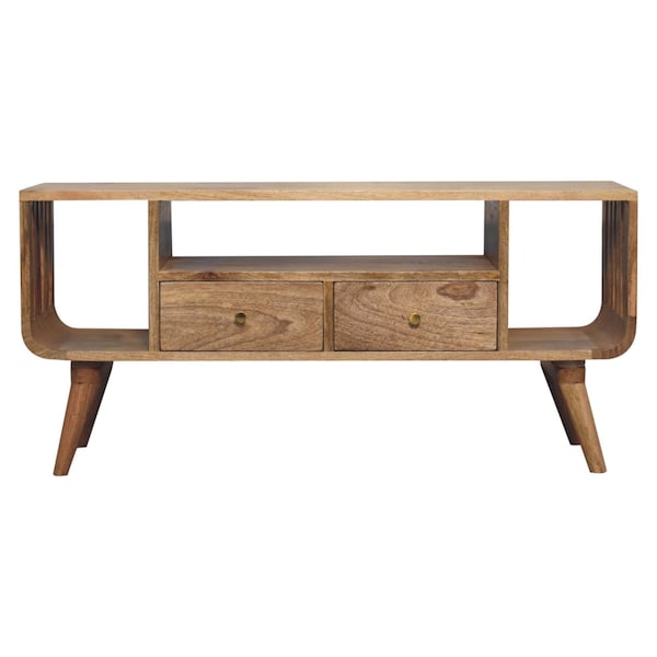 Homeroots 43in Brown Solid Wood Enclosed and Open Storage TV Stand 727854 - main