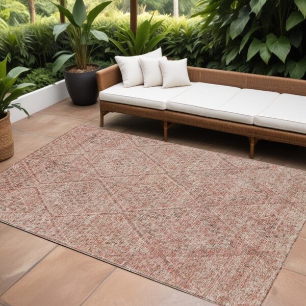 Homeroots 9' X 12' Pink And Brown Moroccan Washable Indoor Outdoor Area Rug 605137 - main