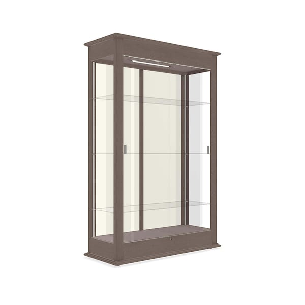 Ghent Varsity Wood Display Case, Lighted, Driftwood Oak, Plaque Fabric Back, 77''H x 48''W x 18''D 691K-PB-DK - main