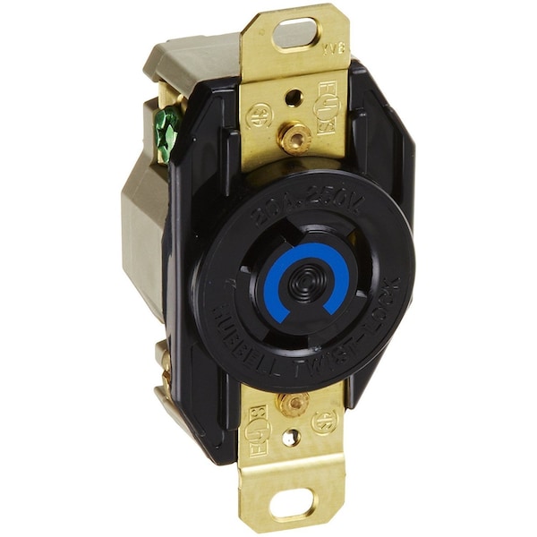 Hubbell Wiring Twist-Lock 20A 250V AC 2-Pole 3-Wire L6-20R Screw Terminal Black HBL2320 - main
