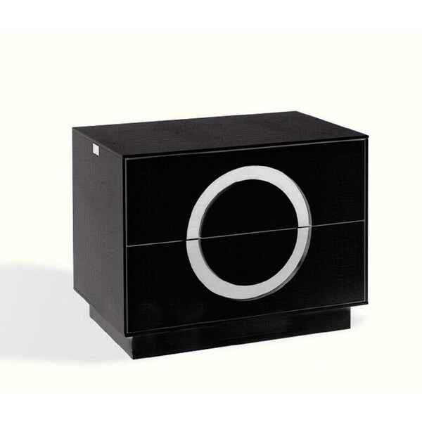 Homeroots 24" Croc Black Lacquer Faux Crocodile 2 Drawer Nightstand 284145 - main
