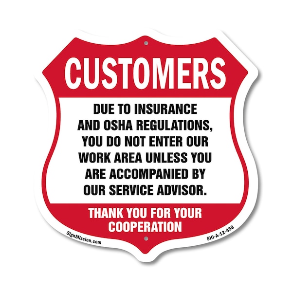 Signmission Restricted Area Shield Sign Customers Du, 12 Inch X 12 Inch, Aluminum Metal Sign SHI-A-12-458 - main