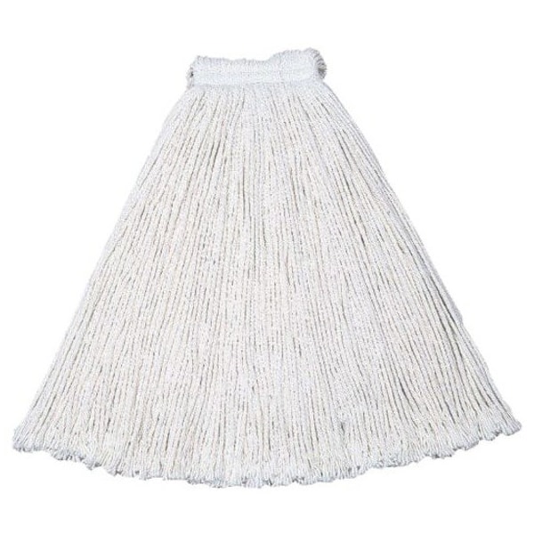 Rubbermaid Commercial 1 in String Wet Mop, 24 oz Dry Wt, Slide On Connection, Cut-End, White, Cotton, FGV11800WH00 FGV11800WH00 - main