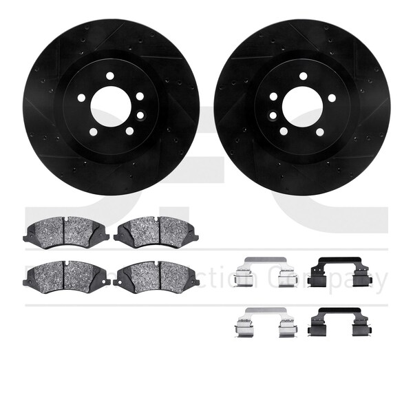 Dynamic Friction Co DFC Rotors-Drilled & Slotted-Black w/ EURO 5000 Ceramic Brake Pads Incl Hdw 8612-11009 - main