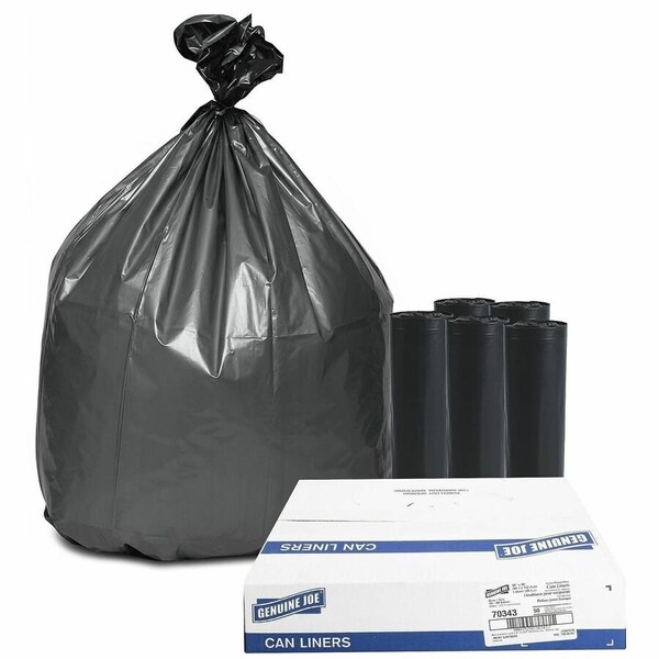 Genuine Joe 60 gal Trash Bags, XL, 1.55 mil (39 Micron), Gray, 50 PK GJO70343 - main