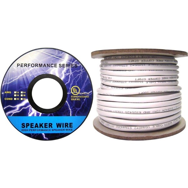Cable Wholesale Speaker Cable, White, Pure Copper, CM / In-wall rated, 16/2 (16 AWG 2 Conductor), 65 Strand / 10G2-291HD - main