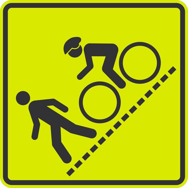 Lyle Pedestrian And Bike Crossing Symbol, 24x24, Diamond Grade, Yellow Green G-12535-DG_24x24 - main