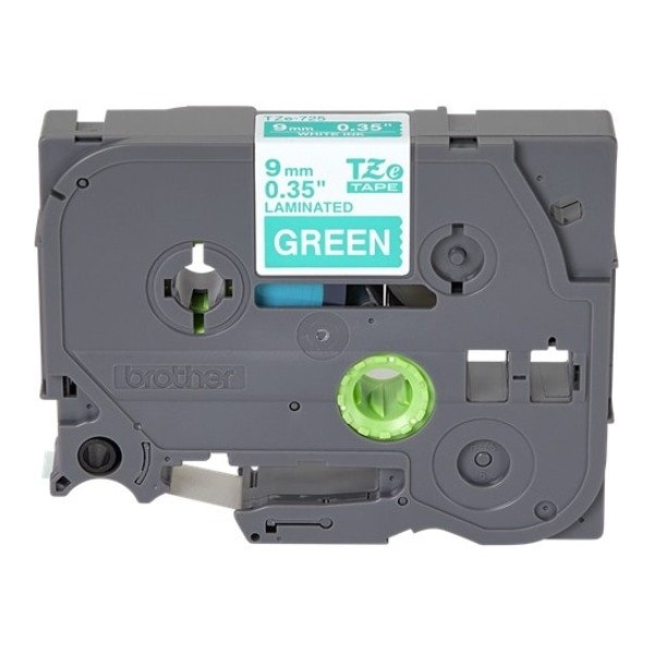 Brother Label Tape Cartridge, White on Green, Labels/Roll: Continuous TZe725 - main