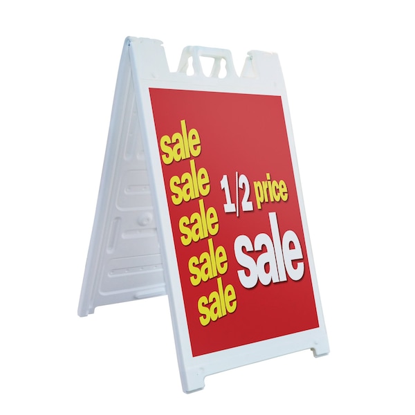 Signmission 1-2 Price Sale, A-Frame & 2 Decals Installed, Heavy-Duty Plastic Frame SBHD-D-2436-1-2 Price Sale - main