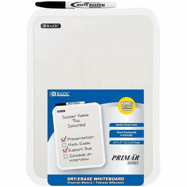 Bazic Products Bazic BAZIC 8.5-inch X 11-inch Dry Erase Board w/ Marker, 12PK 6010 - main