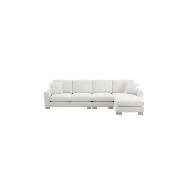Homeroots 55" White Fabric Modular Sofa With Black Legs 568283 - main