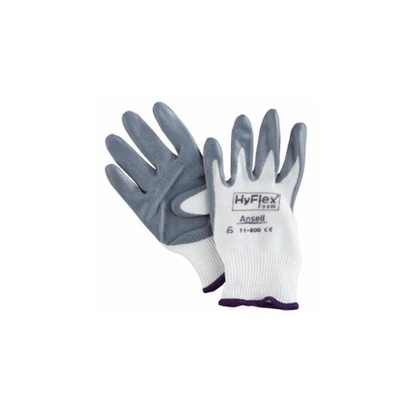 Hyflex Foam Nitrile Coated Gloves, Size 6, Grey/White, 11-800, 12PK 012-11-800-6 - main