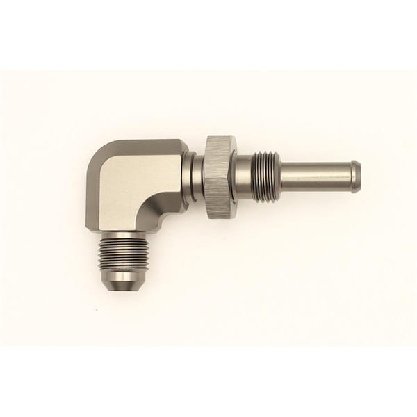 Deatschwerks 6AN Male Flare to 0.31 in. Male Barb 90 deg Bulkhead Adapter 6-02-0712 - main