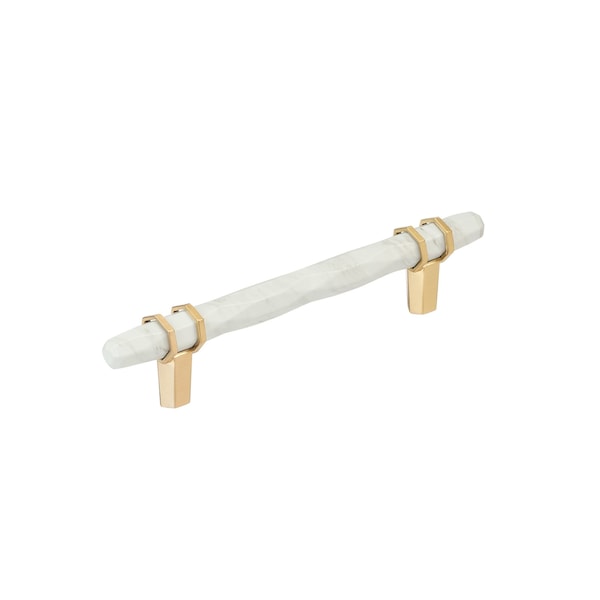 Amerock Carrione 5-1/16 inch 128mm Center-to-Center Marble White/Champagne Bronze Cabinet Pull BP36649MWCZ - main