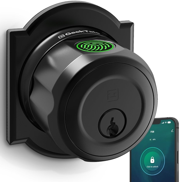 Wrightmaster 3 in 1 Aluminum Smart Lock Deadbolt with App Biometric Door Knob, Keyless Entry Door Lock, Shield, ZR-F08-B3 - main