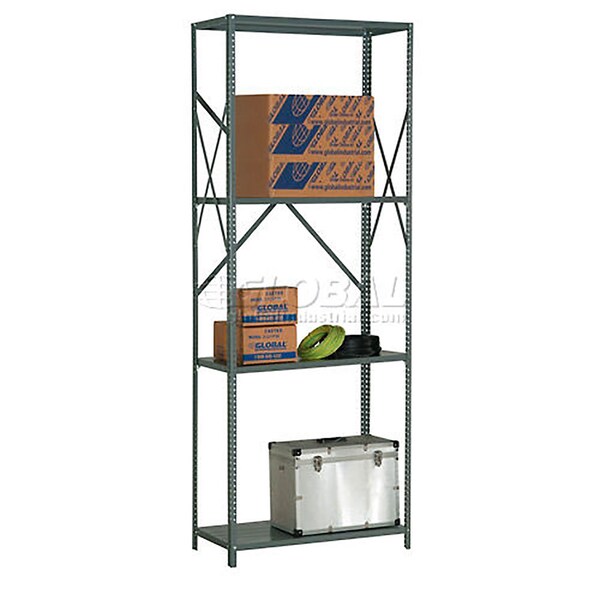 Global Industrial 4 Shelf, Open Steel Shelving, 36"W x 30"D x 97"H, Starter, 18 GA, Gray 562217A - main