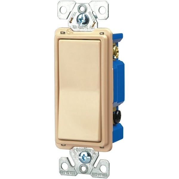 Eaton Wiring Devices 7500 Rocker Switch, 15 A, 120/277 V, 4-Way, Lead Wire Terminal, Ivory 7504V-BOX - main