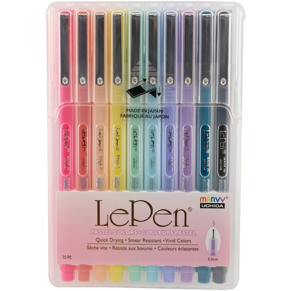 Marvy Uchida LePen Micro-Fine Point Pen, Pastel, 10 Colors 4300_10P - main