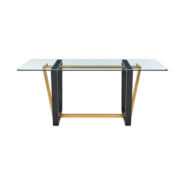 Homeroots 72" Clear And Gold Glass And Iron Sled Base Dining Table 569431 - main
