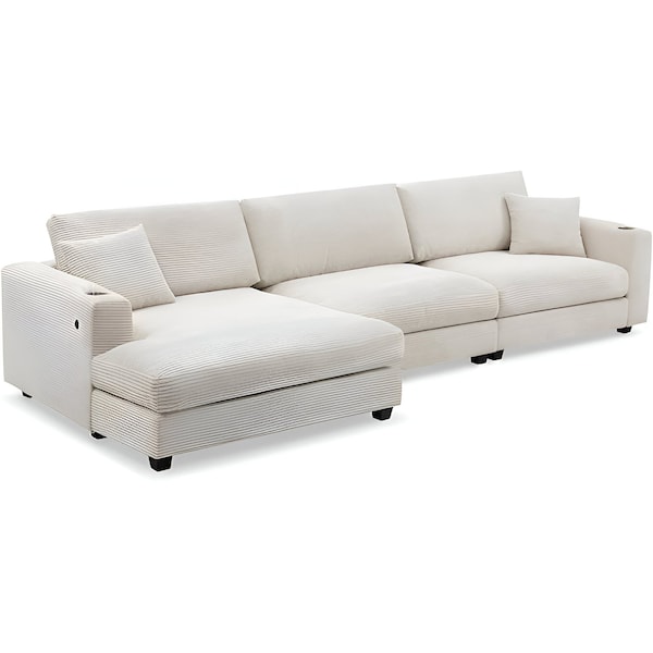 Homeroots 54" Beige Fabric Modular USB Sleeper Sofa 568284 - main