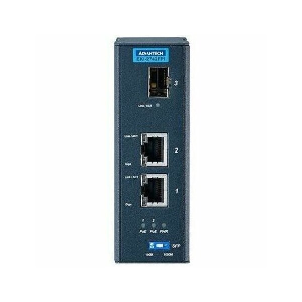 Advantech Gigabit Media Converter SFP with 2x PoE 802.3at EKI-2742FPI-B - main