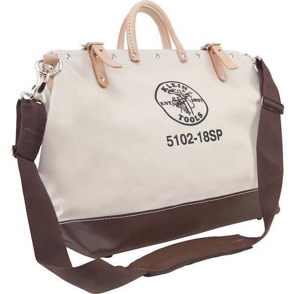 Klein Tools Tool Bag, Brown, Canvas, 13 Pockets 5102-18SP - main