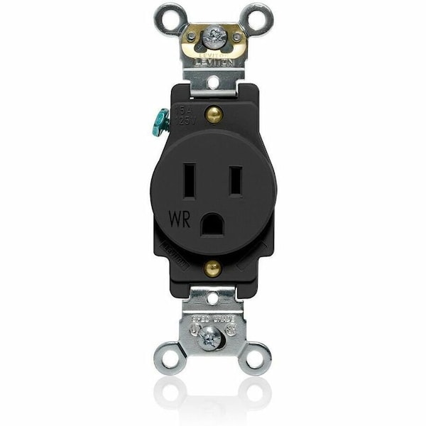 Leviton PlugsandRcptcls, 15A, 125VAC, Blk, Nylon, PK1 W5261-E - main