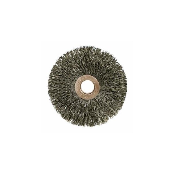 Weiler Copper Center, Small Diameter Wire Wheel, 3 in dia x 5/8 in W Face, 0.006 in Stainless Steel 804-16933 - main