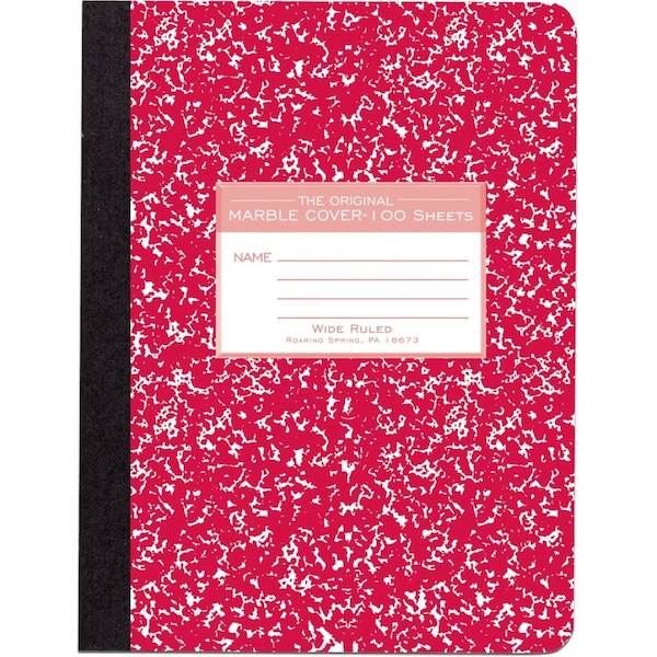 Roaring Spring Wide Ruled Hard Cover Composition Book, 975 x 75 100 Sheets, Marble Assorted Colors, Assorted ROA77229 - main